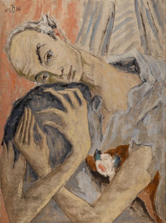 Peinture intitulée "L'artiste (1)" par Dominique Bertrand, Œuvre d'art originale, Huile