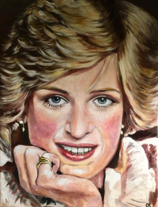 Princess Diana . 绘画, 31.9x24 in