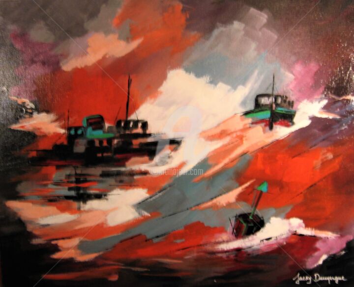 Peinture intitulée "Mauvais temps et fo…" par Jacky Dumergue, Œuvre d'art originale, Huile