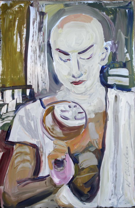 Painting titled "Entrée. Acteur kabu…" by Nathalia Chipilova, Original Artwork, Acrylic
