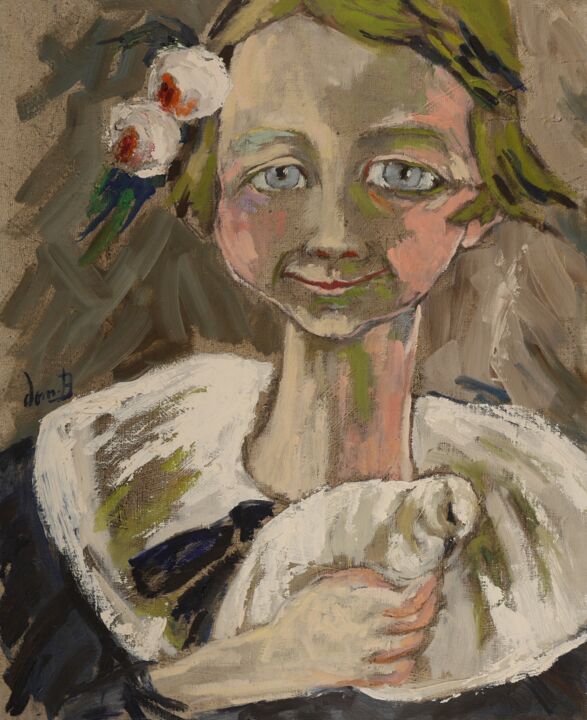 Peinture intitulée "Marie-Claire enfant…" par Dominique Bertrand, Œuvre d'art originale, Huile