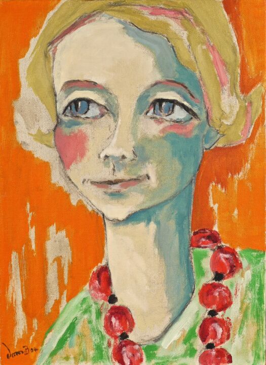 Peinture intitulée "marie-Claire sur fo…" par Dominique Bertrand, Œuvre d'art originale, Huile
