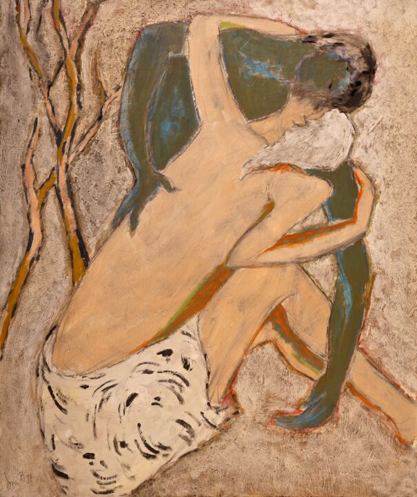 Peinture intitulée "Baiser" par Dominique Bertrand, Œuvre d'art originale, Huile