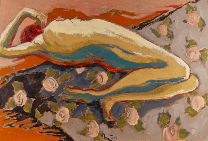 Peinture intitulée "Nu (1)" par Dominique Bertrand, Œuvre d'art originale, Huile