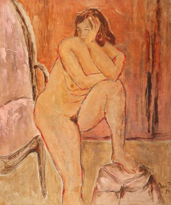 Peinture intitulée "Nu (7)" par Dominique Bertrand, Œuvre d'art originale, Huile
