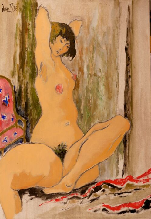 Peinture intitulée "Nu (10)" par Dominique Bertrand, Œuvre d'art originale, Huile