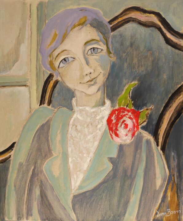 Peinture intitulée "La rose rouge" par Dominique Bertrand, Œuvre d'art originale, Huile