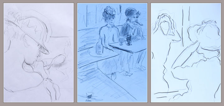 Desenho intitulada "After Degas (3)" por Jean Mirre, Obras de arte originais, Lápis