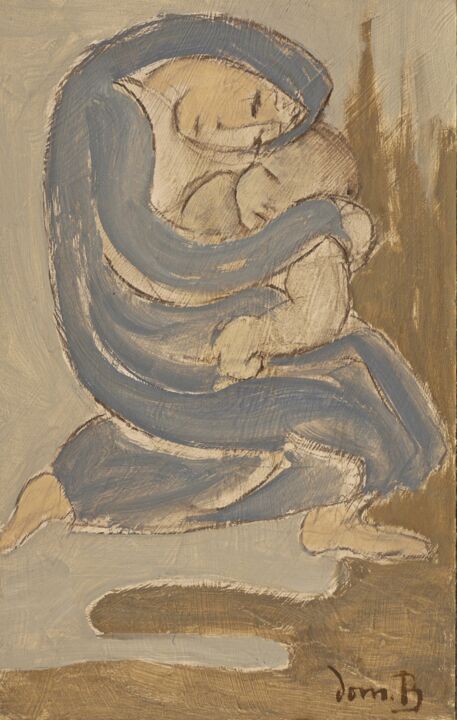 Schilderij getiteld "Maternité (2)" door Dominique Bertrand, Origineel Kunstwerk, Olie