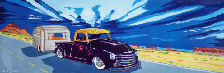 pick up chevrolet 绘画, 7.9x23.6 in