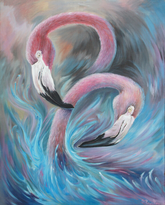 Les fl’amants roses 绘画, 31.9x25.6 in
