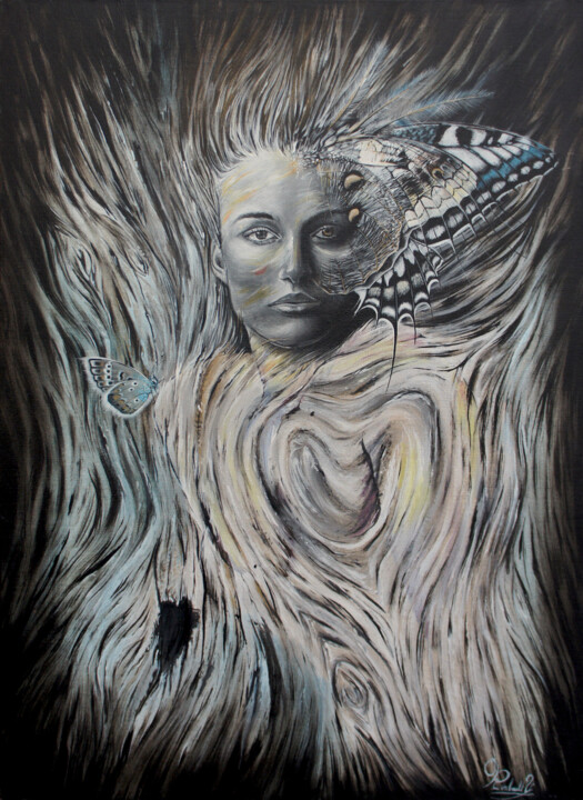 La femme papillon 绘画, 31.9x23.6 in