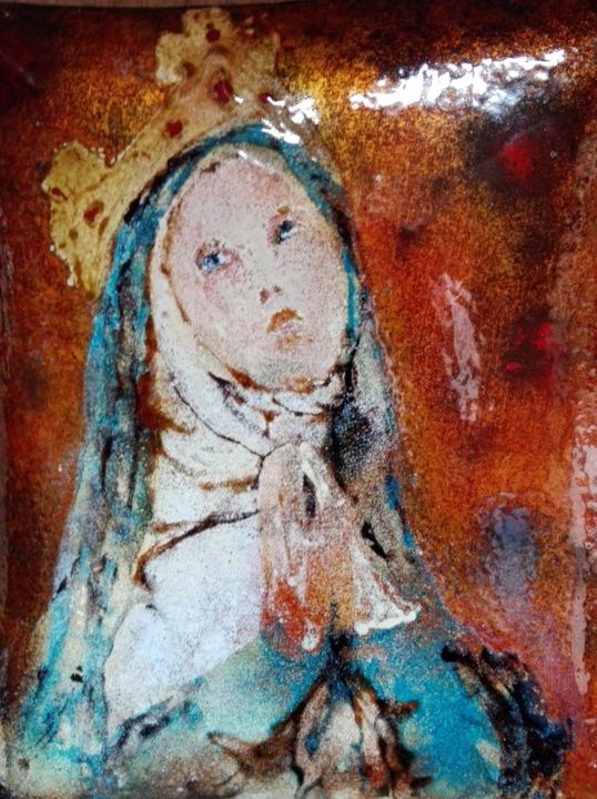 Peinture intitulée "Radegonde - Pièce u…" par Isabelle Mathis, Œuvre d'art originale, Émail Monté sur Panneau de bois