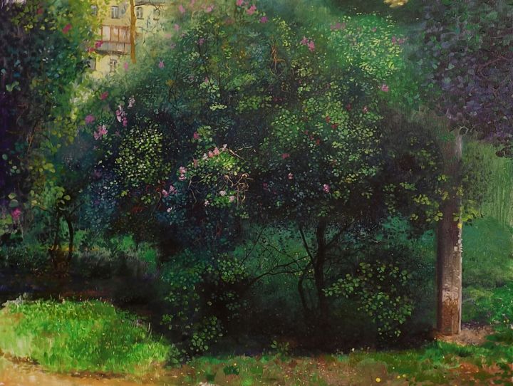 Peinture intitulée "Lilac" par Danil Shurykin, Œuvre d'art originale, Acrylique