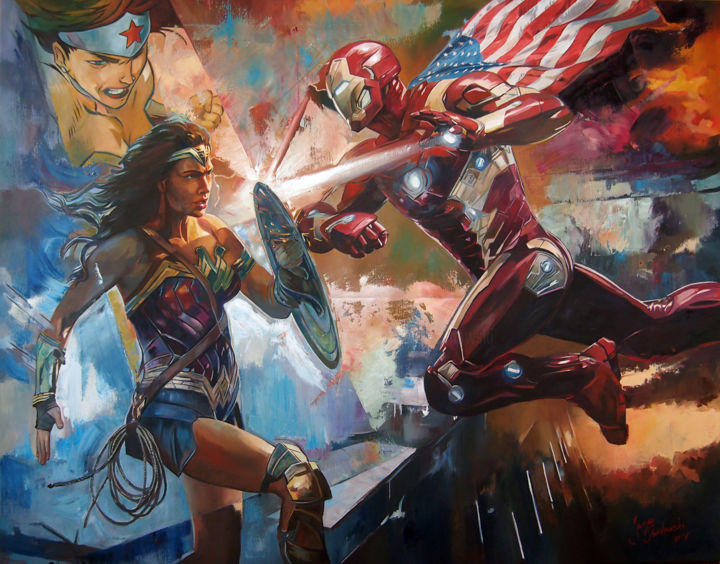 Painting titled "Wonder Iron" by Janusz Orzechowski, Original Artwork, Oil