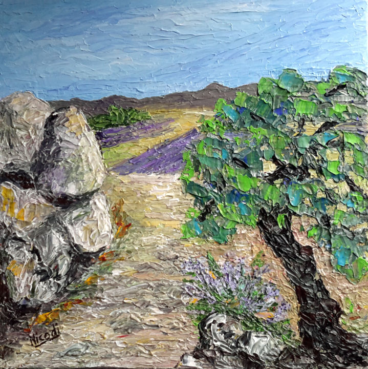 Картина под названием "UN ETE EN PROVENCE 1" - Nicodi, Подлинное произведение искусства, Акрил