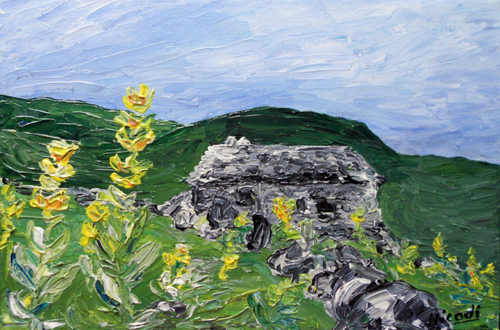 Peinture intitulée "LE BURON ABANDONNE" par Nicodi, Œuvre d'art originale, Acrylique
