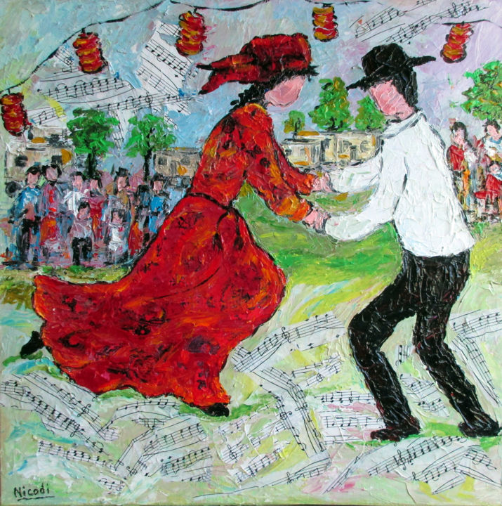 Peinture intitulée "DANSE TZIGANE" par Nicodi, Œuvre d'art originale, Acrylique