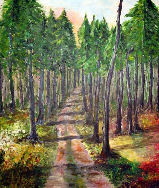 Pintura titulada "AUTOMNE DANS LES LA…" por Nicodi, Obra de arte original, Acrílico
