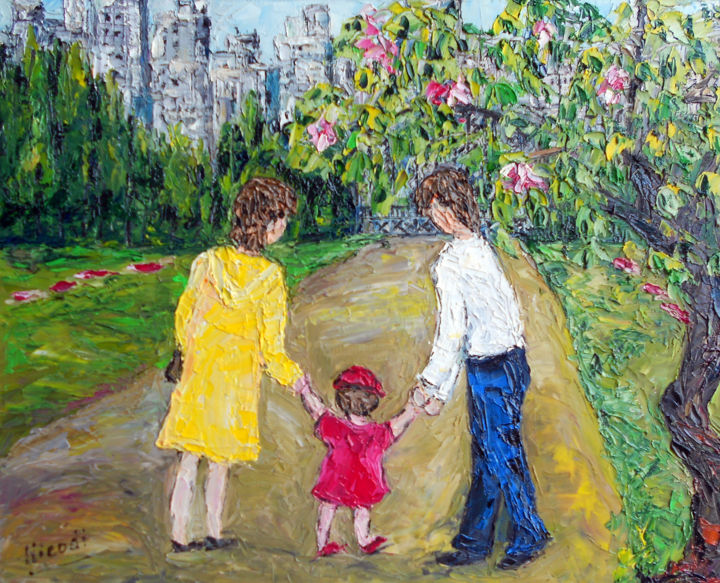 Pintura titulada "LES PREMIERS PAS" por Nicodi, Obra de arte original, Oleo