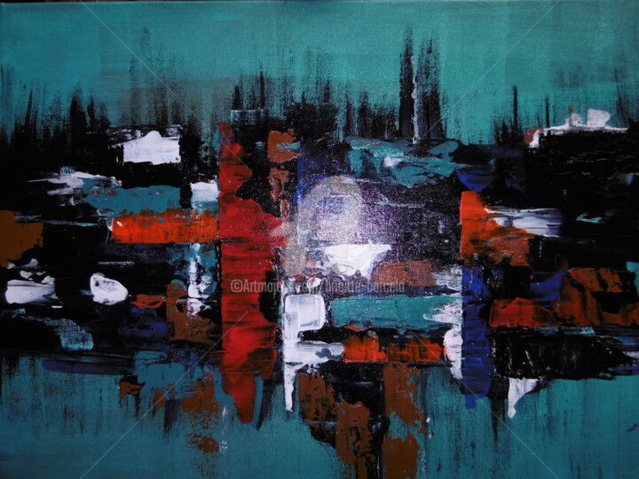 Painting titled "tableau-abstrait" by Brigitte Barcelo, Original Artwork, Acrylic