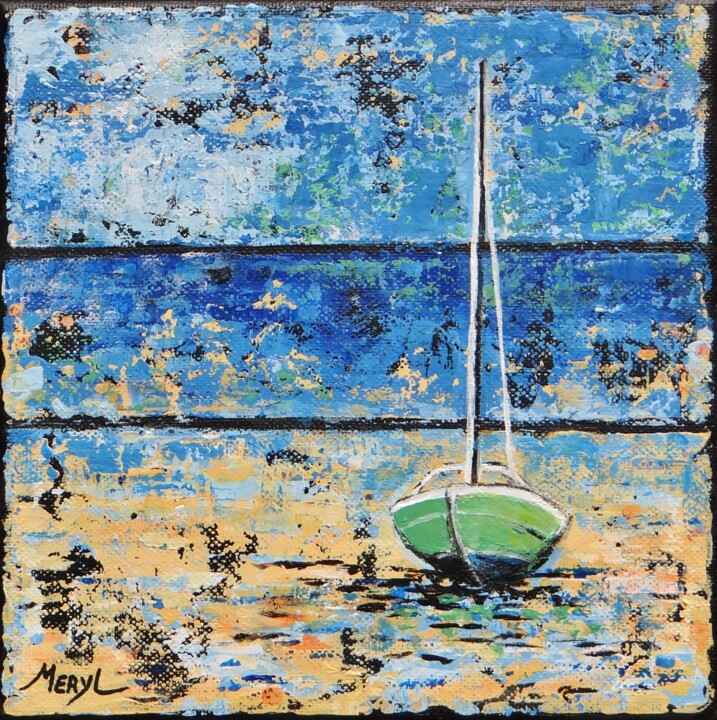 Peinture intitulée "A marée basse" par Meryl, Œuvre d'art originale, Acrylique Monté sur Châssis en bois