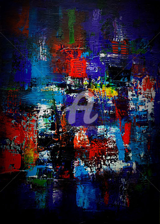 Schilderij getiteld "Violeta 50x70cm" door Weigand, Origineel Kunstwerk, Acryl