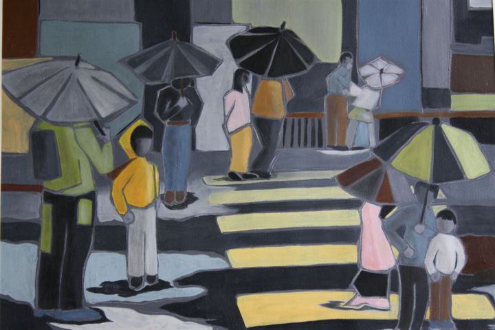 Картина под названием "Crosswalk © 2017" - Barbara D'Adamo, Подлинное произведение искусства, Акрил