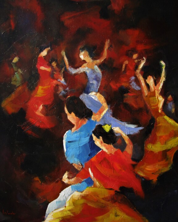 Danseuse de Sévillane 5 绘画, 21.7x18.1 in