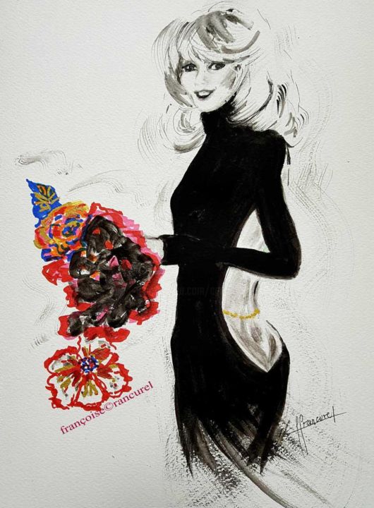 绘画 标题为“♥ MIREILLE ♥ N° 224” 由Françoise Lanfroy-Rancurel, 原创艺术品, 水粉