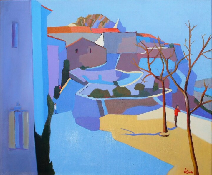 Peinture intitulée "Les Baux de Provenc…" par Jean-Noël Le Junter, Œuvre d'art originale, Huile Monté sur Châssis en bois