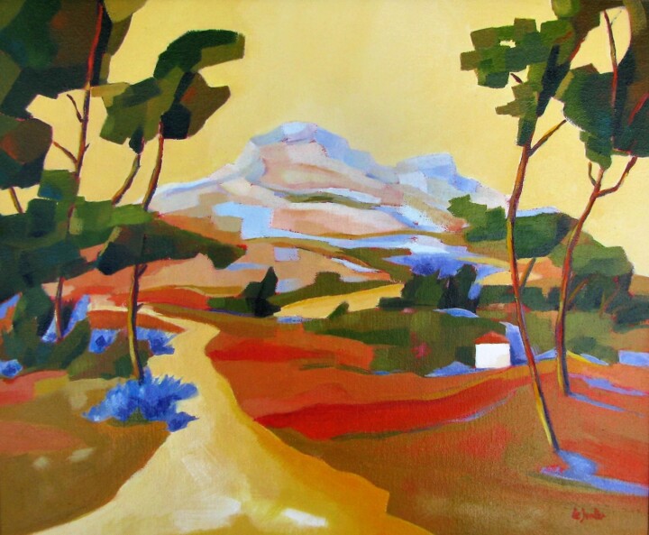 Peinture intitulée "La Montagne Sainte-…" par Jean-Noël Le Junter, Œuvre d'art originale, Huile Monté sur Châssis en bois