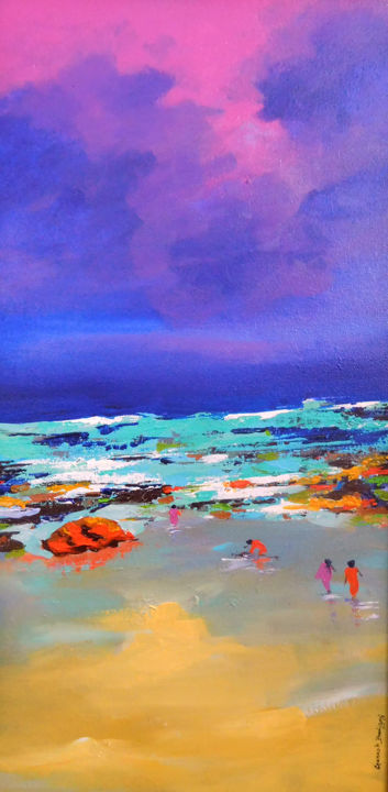 Painting titled "landscape-12x24-03.…" by Ganesh Badiger, Original Artwork, Acrylic