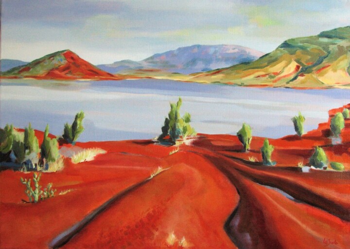Peinture intitulée "Paysage du bord du…" par Jean-Noël Le Junter, Œuvre d'art originale, Huile Monté sur Châssis en bois
