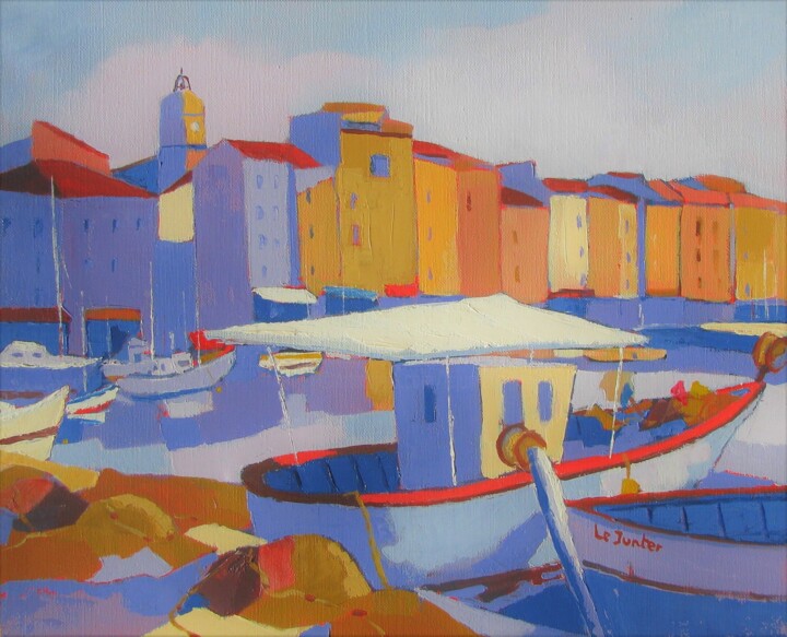 Peinture intitulée "Saint-Tropez" par Jean-Noël Le Junter, Œuvre d'art originale, Huile Monté sur Châssis en bois