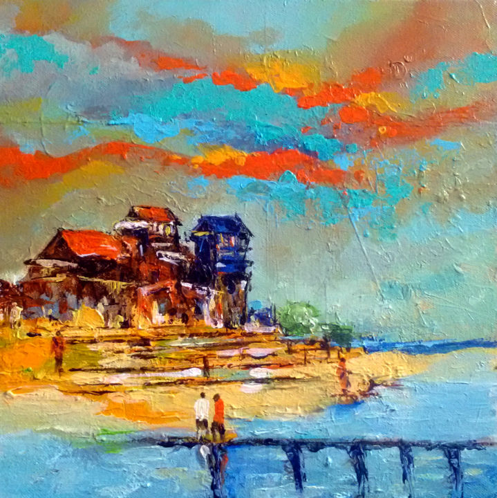 Painting titled "landscape-12x12-05.…" by Ganesh Badiger, Original Artwork, Acrylic