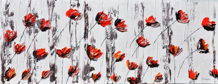 Poppies 2 绘画, 15.8x39.4 in