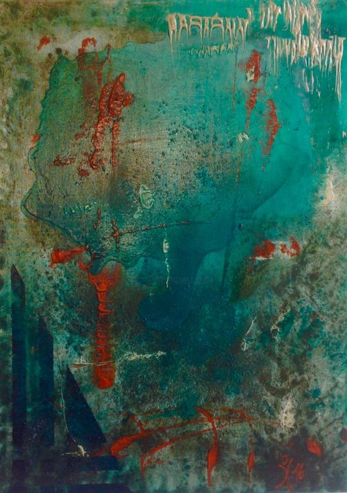 Pintura titulada "Sous marine" por Xavier Descamps, Obra de arte original, Acrílico