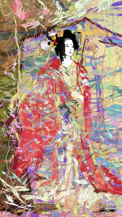 Painting titled "gorgeous walking" by Skywalker, Original Artwork, Ink