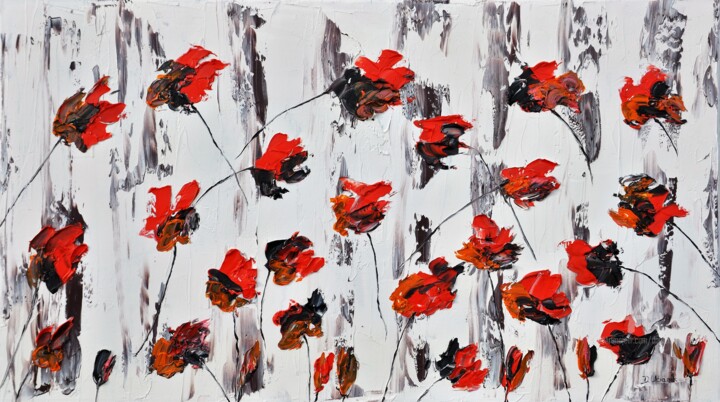Poppies 3 绘画, 15.8x27.6 in