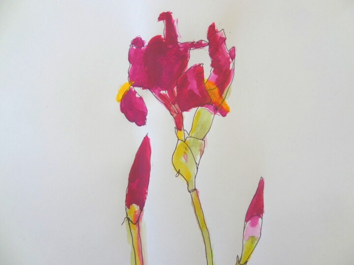 Peinture intitulée "TËTES D' IRIS D'UN…" par Jean-Paul Vignes, Œuvre d'art originale, Acrylique