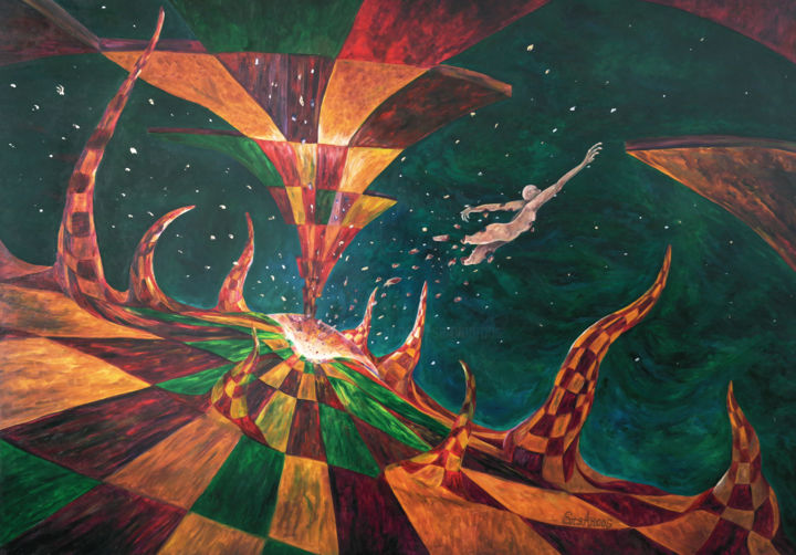 Painting titled "Black Hole" by Sergio Arcos, Original Artwork, Oil