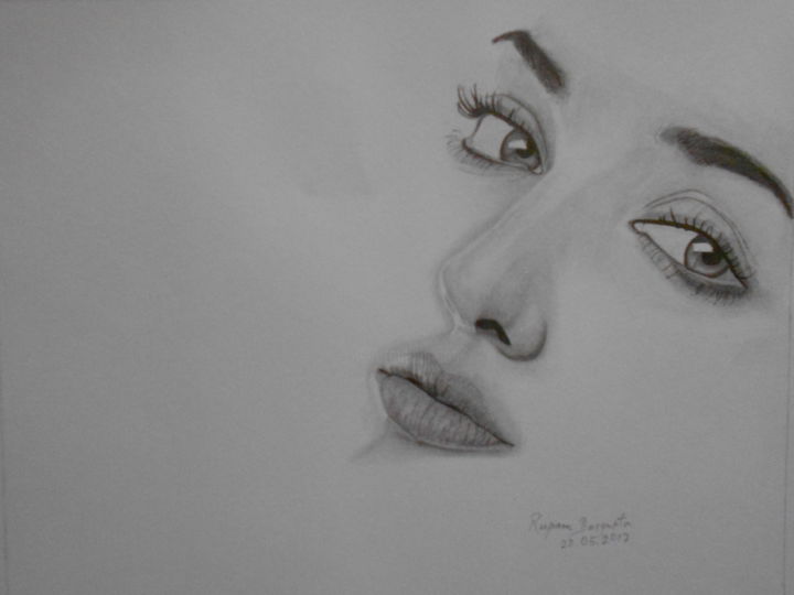 Drawing titled "the-expression.jpg" by Rupam Dasgupta, Original Artwork, Pencil