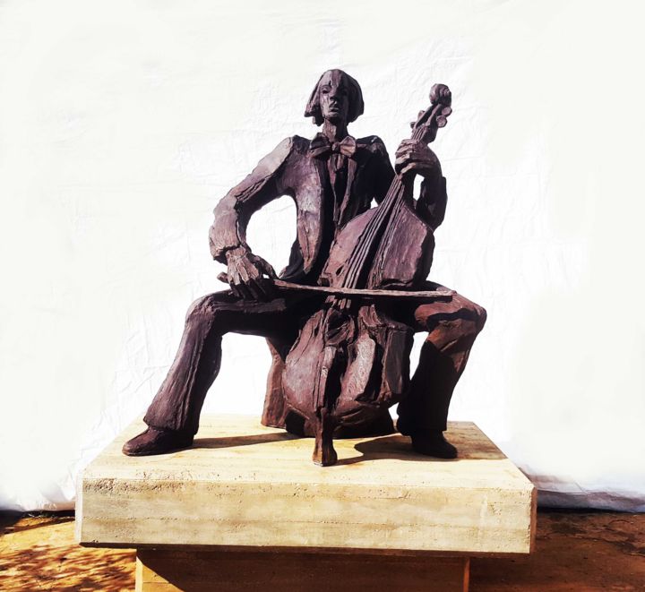 " LE VIOLONCELLISTE" 雕塑, 68.9x61 in