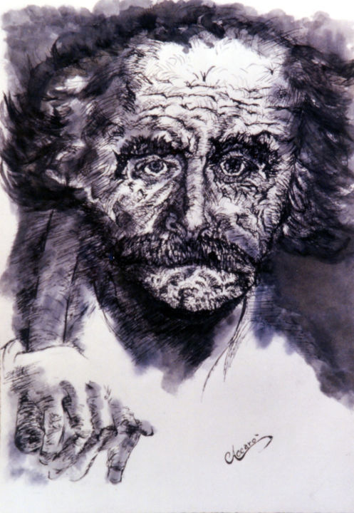 Drawing titled "Contadino" by Accarò, Original Artwork, Ink