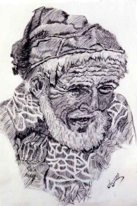 Drawing titled "Pescatore" by Accarò, Original Artwork, Ink