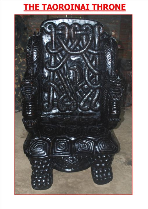 Sculpture titled "Taoroinai Throne" by Gurumayum Shyamsunder Sharma Gurumayum Sagar Sharma, Original Artwork, Wood