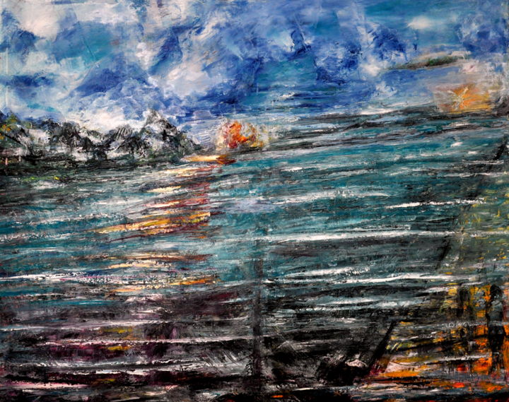 Painting titled "fluid" by Fotis Galanopoulos, Original Artwork, Oil