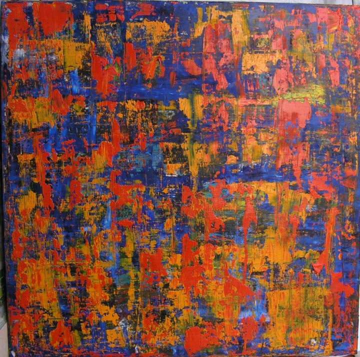 Malarstwo zatytułowany „blue-red 2017.png” autorstwa Czesław Chrószcz, Oryginalna praca, Olej