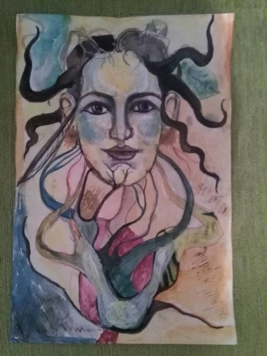 Painting titled "Inspired by Medusa" by Ljiljana Makcimovich, Original Artwork, Other